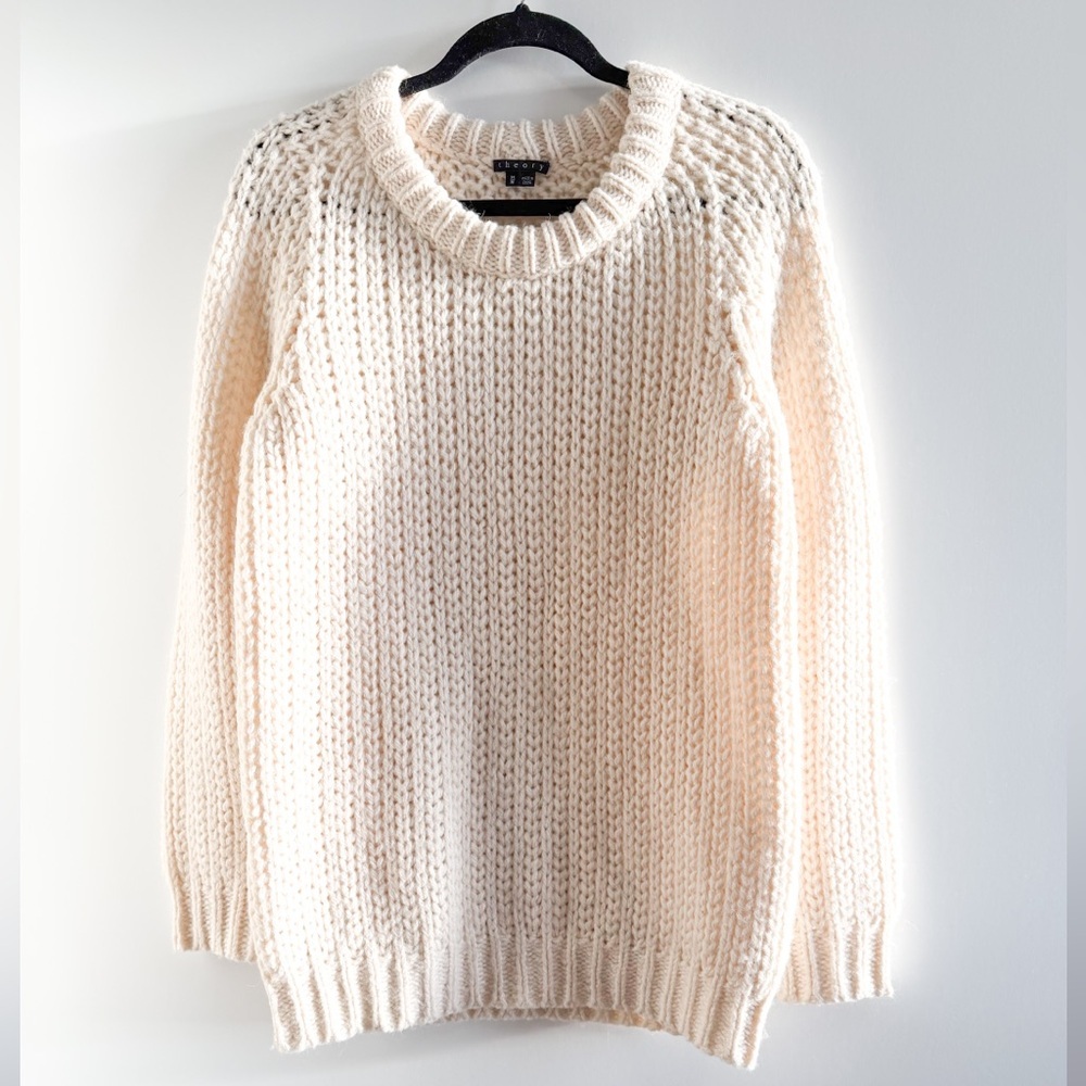Theory Ivory Chunky Knit Pullover (Wool & Alpaca) - Picture 9 of 11